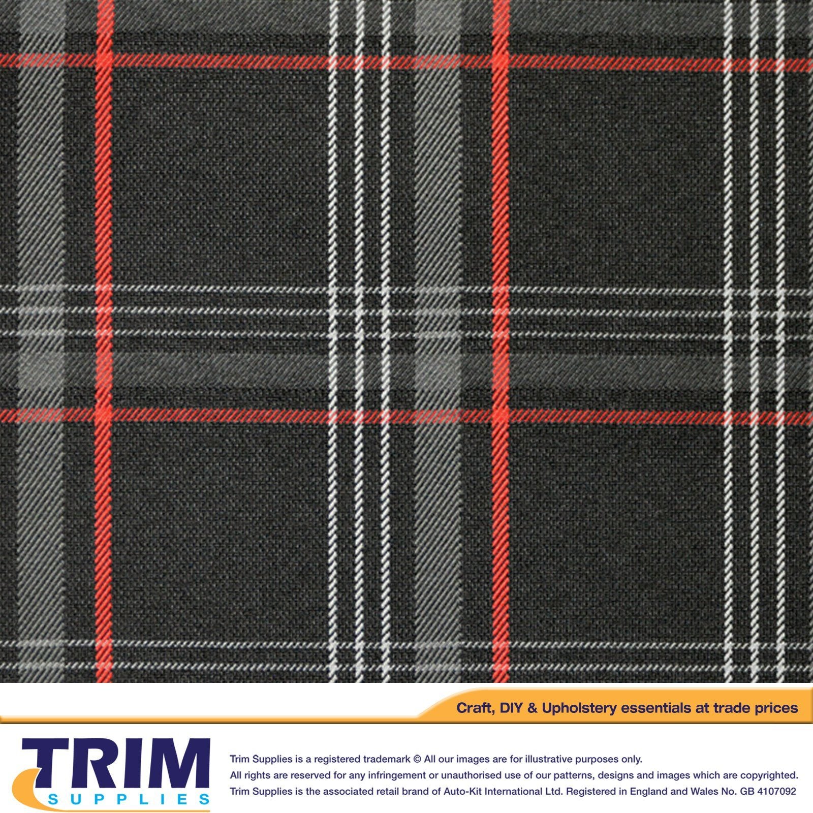 Laminated Tartan Upholstery Fabric TrimSupplies RED 1 METRE 