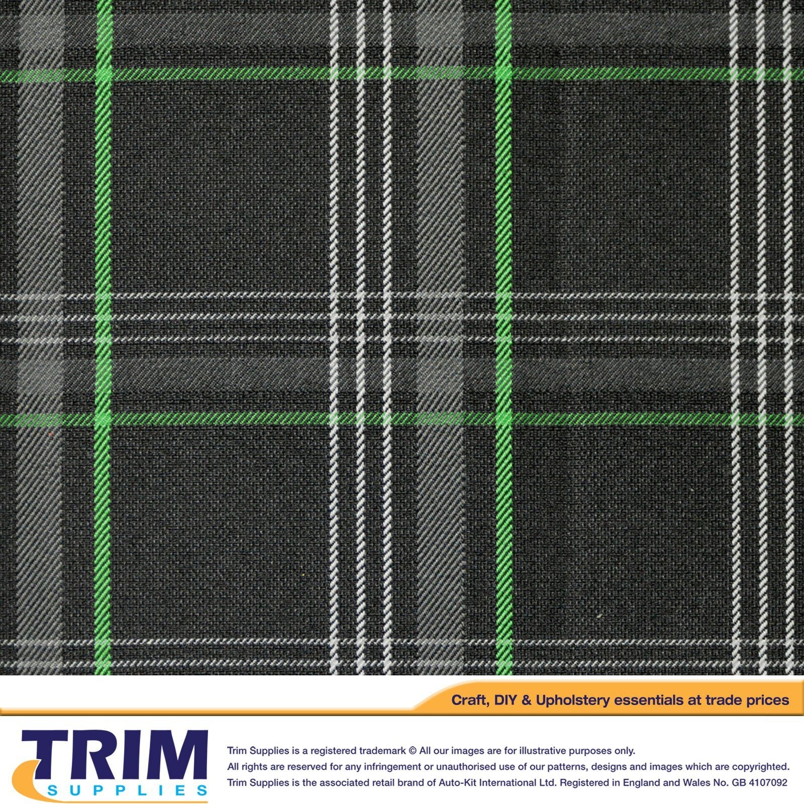 Laminated Tartan Upholstery Fabric TrimSupplies GREEN 1 METRE 