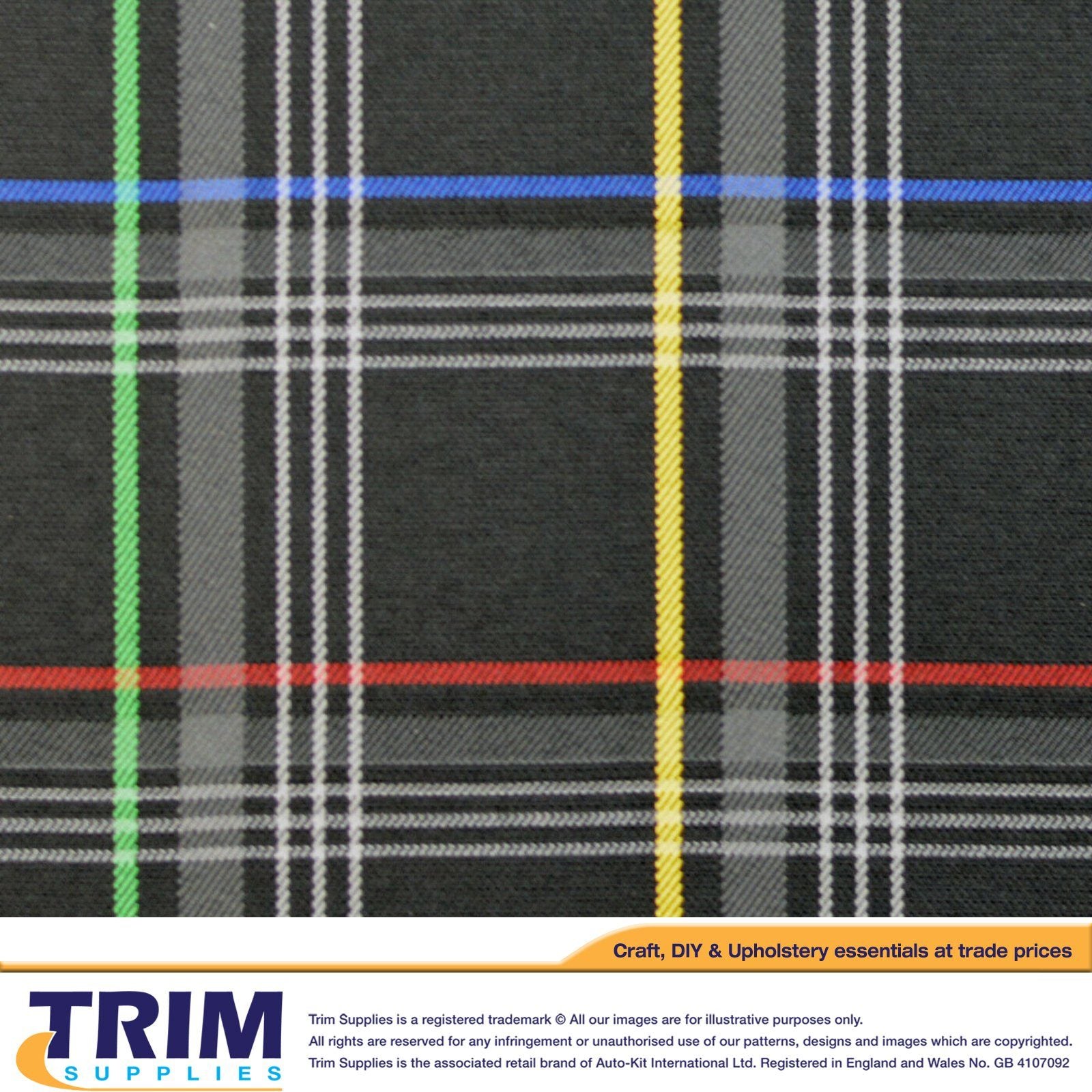 Laminated Tartan Upholstery Fabric TrimSupplies MULTICOLOURED 1 METRE 